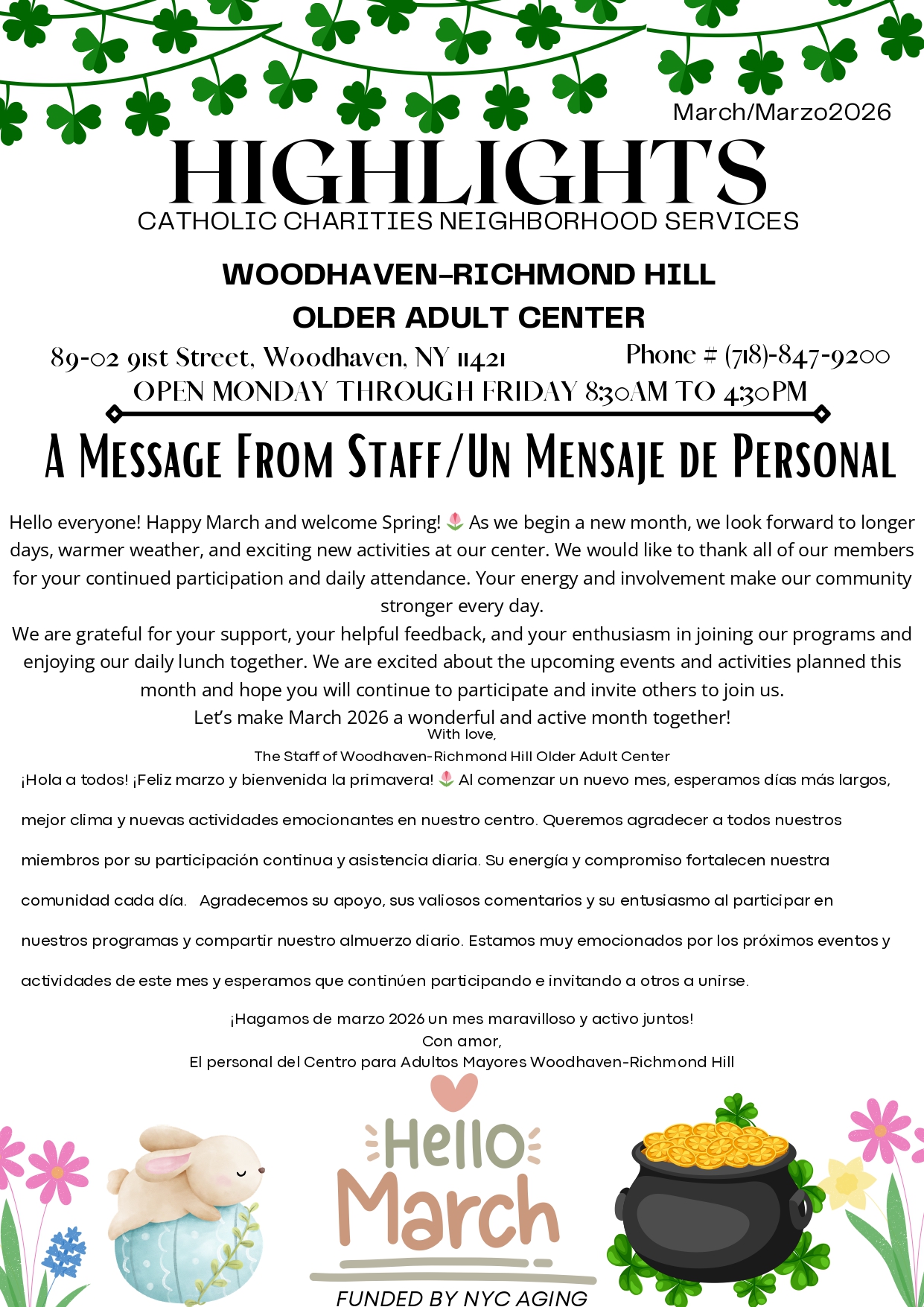 WOODHAVEN NEWSLETTER COVER MARCH 2026