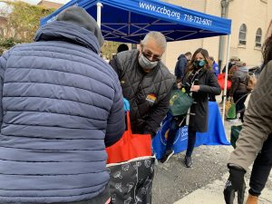 Group of volunteer giving food