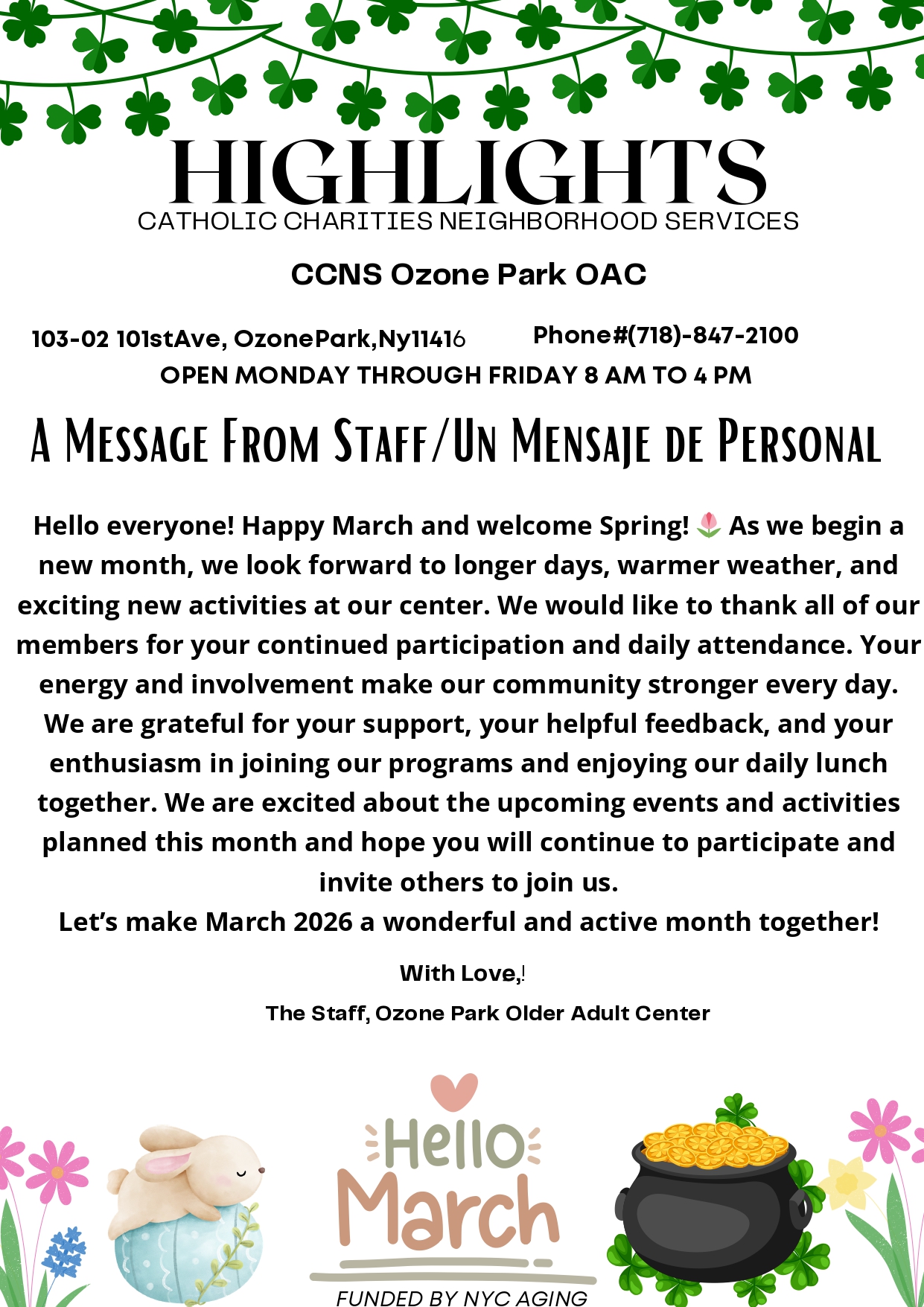 OZONE PARK NEWSLETTER COVER MARCH 2026