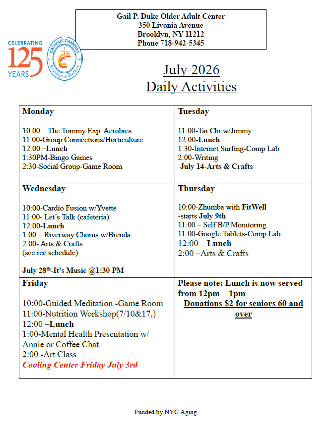 Gail P Duke Calendar July 2026